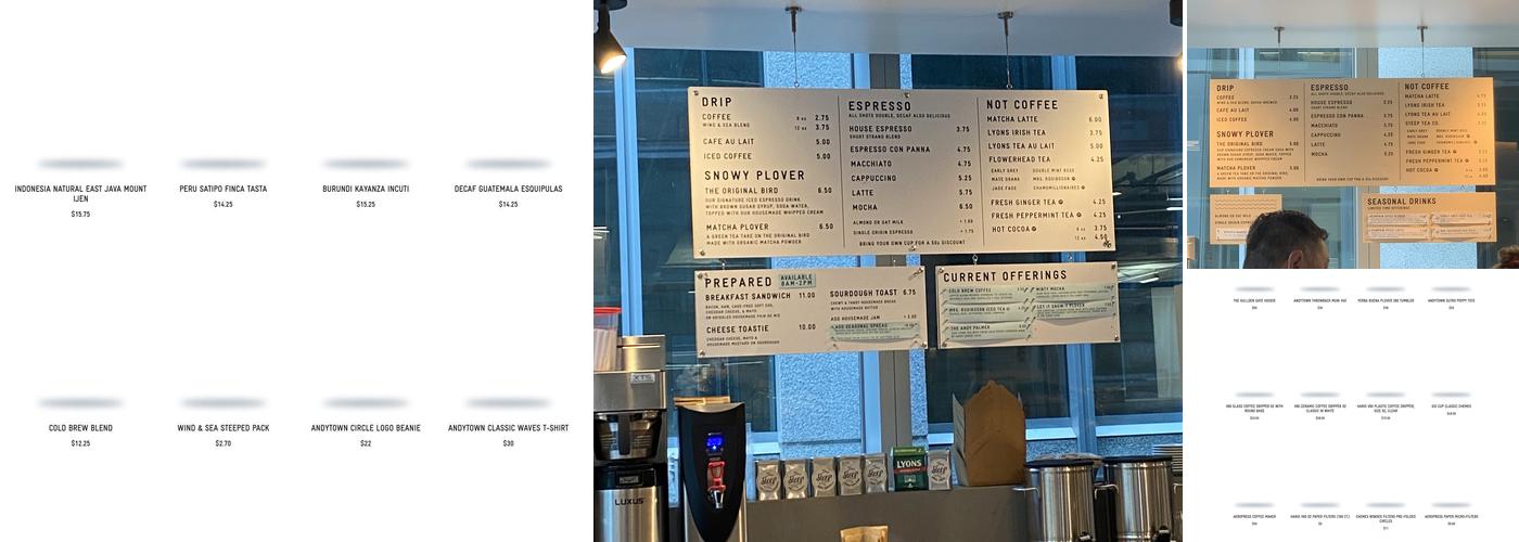 Andytown Coffee Roasters Menu