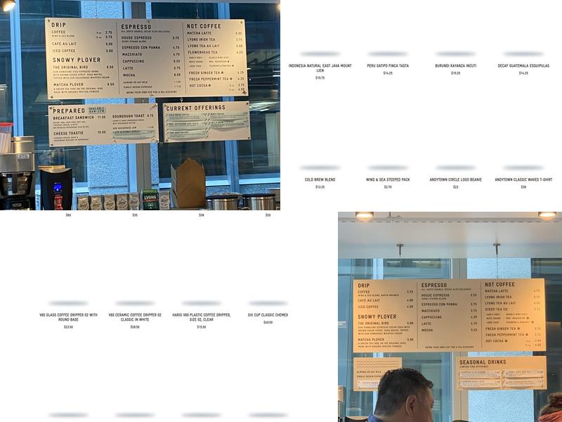 Andytown Coffee Roasters Menu
