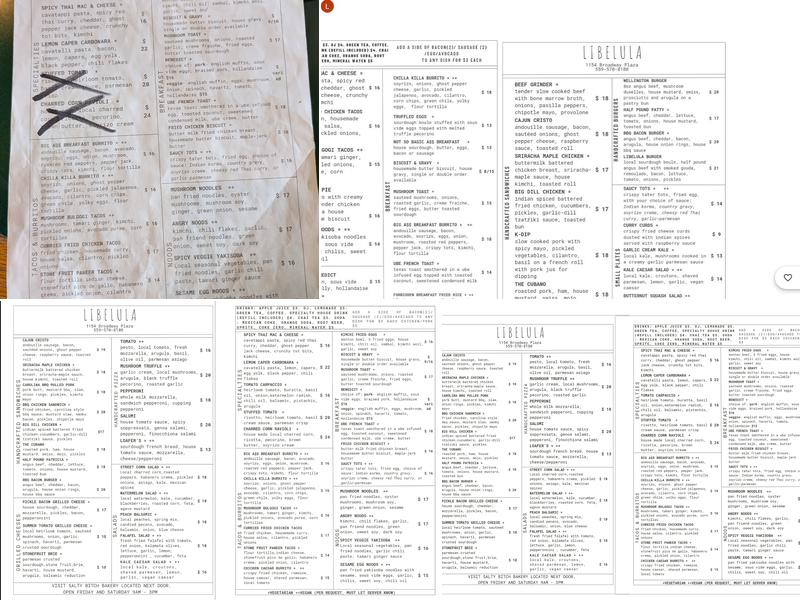 Libelula Menu