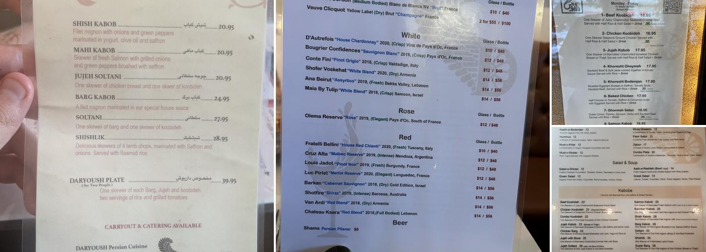 Daryoush Menu