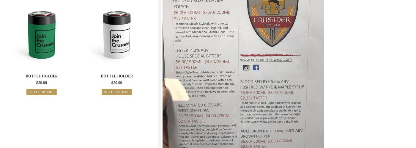 Crusader Brewing Menu