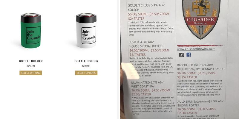 Crusader Brewing Menu
