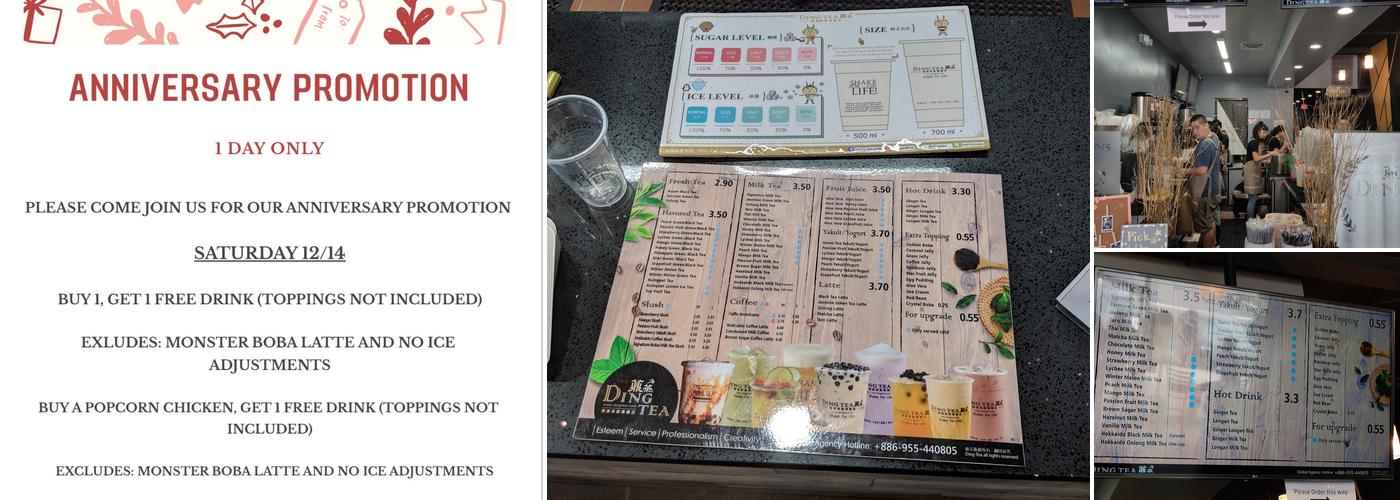Ding Tea Menu