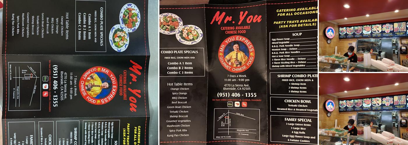 Mr You Express Menu