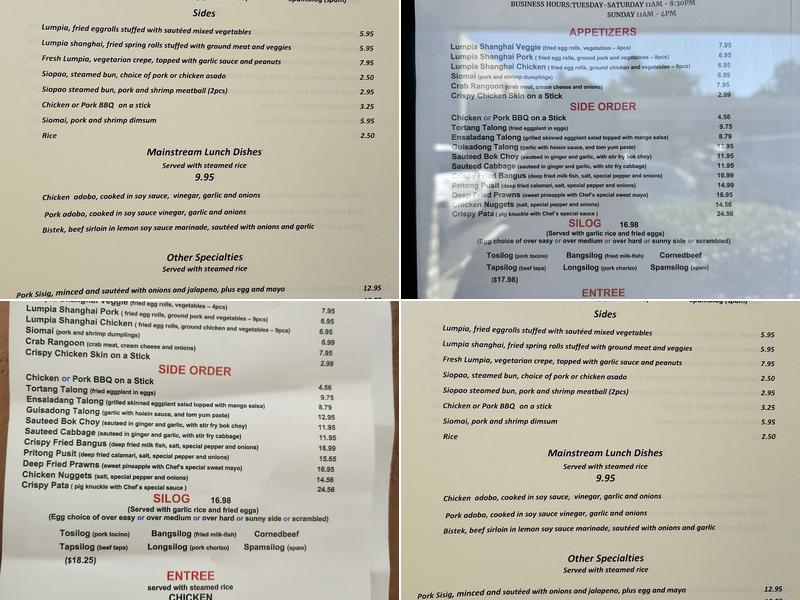 Tambayan Filipino Eatery Menu