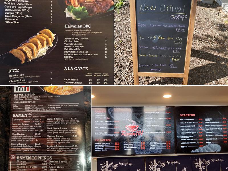 Ramen 101 Concord Menu