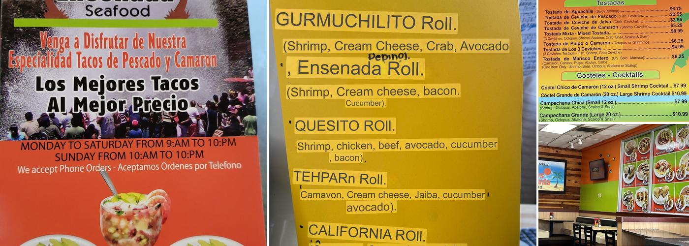 Tacos Ensenada Menu