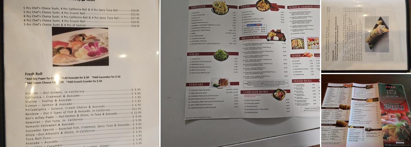 Umebana (Old Maki yaki) Menu