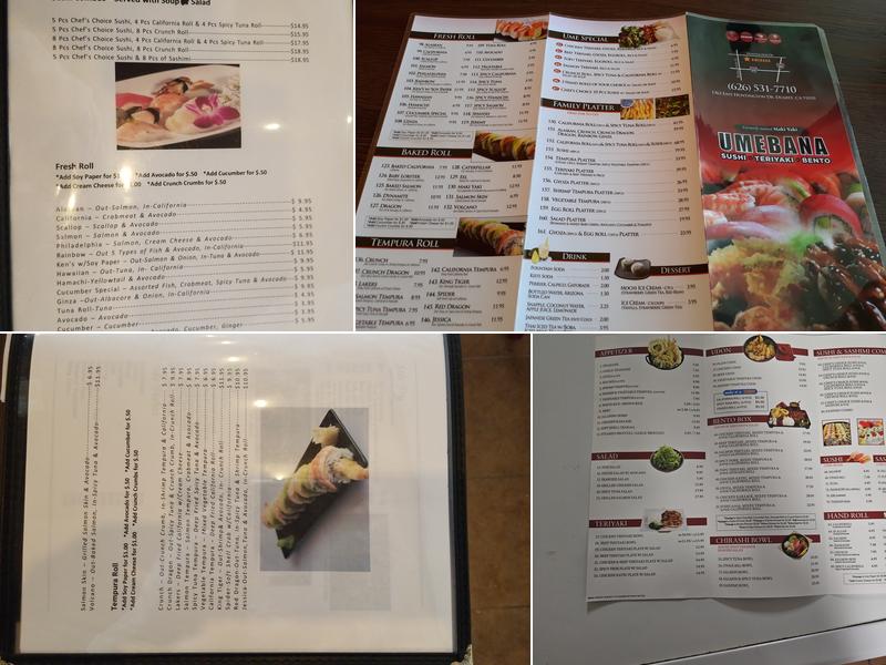 Umebana (Old Maki yaki) Menu