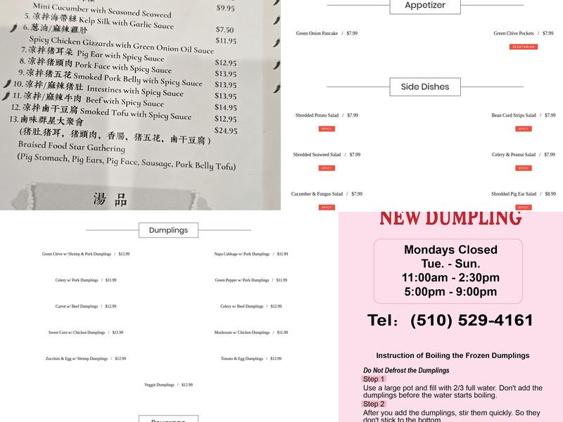 New Dumpling Menu