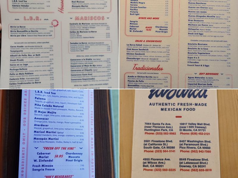 La Barca Restaurantes Menu