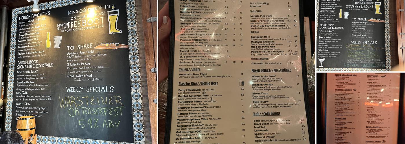 Rasselbock Kitchen & Beer Garden LA Menu