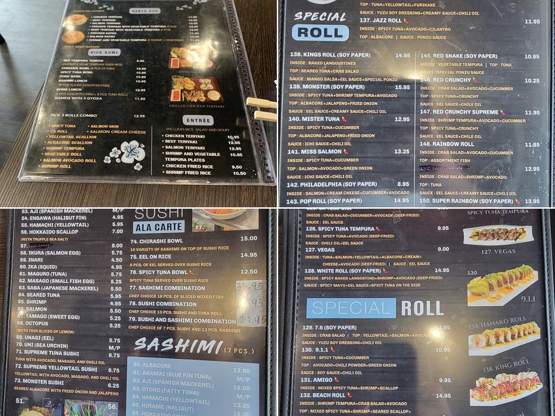 Hanako Sushi And Thai Cuisine Menu