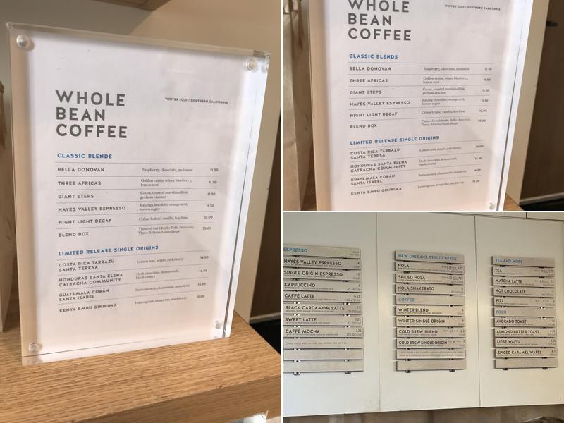 Blue Bottle Coffee Menu