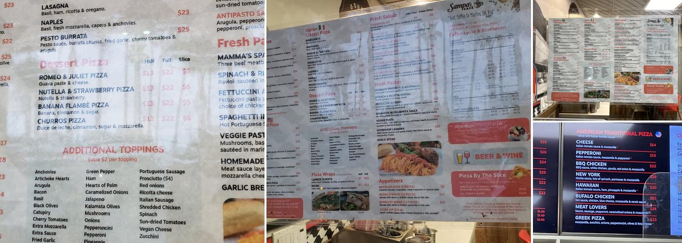 Sampa's Pizza Cafe Menu
