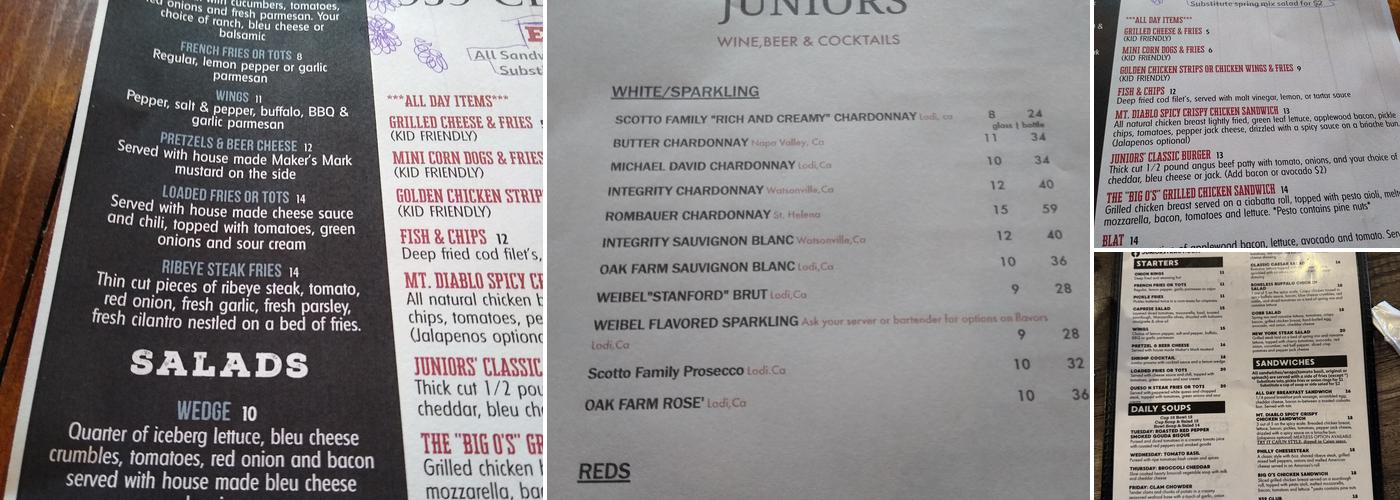 Juniors' Menu