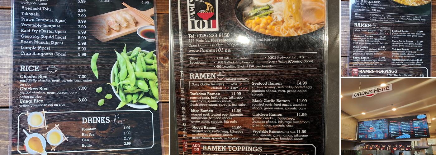 Ramen 101 Menu