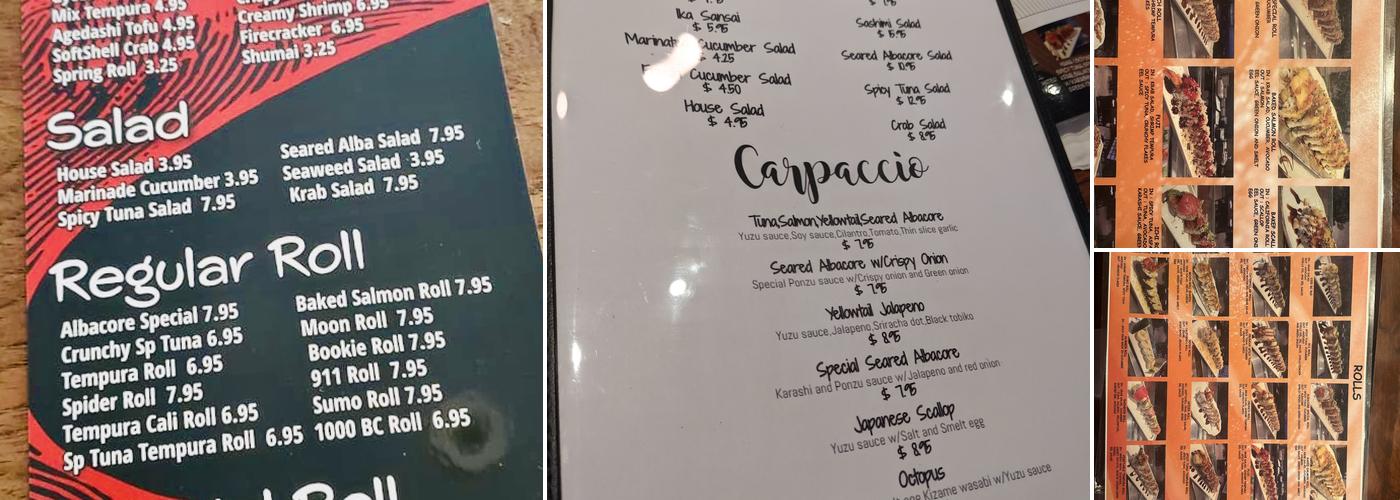 Kazuya Japanese Restaurant Menu