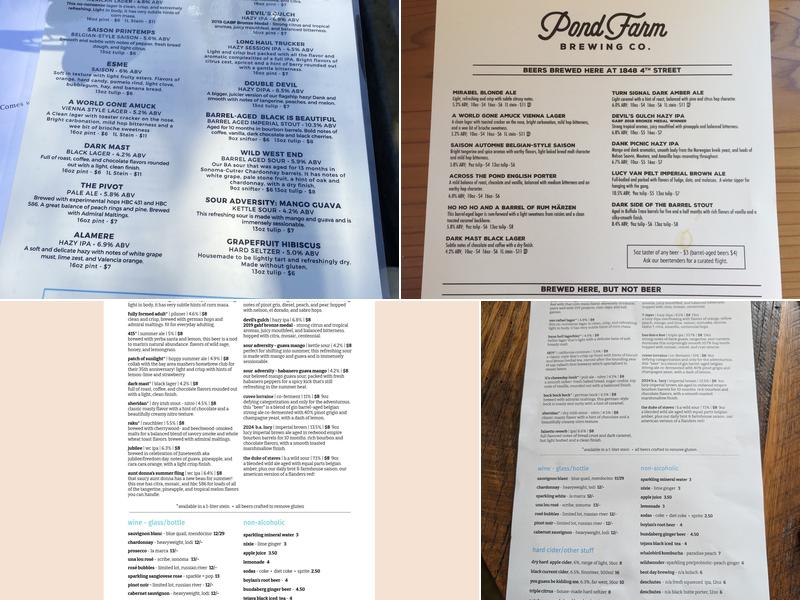Pond Farm Brewing Company Menu