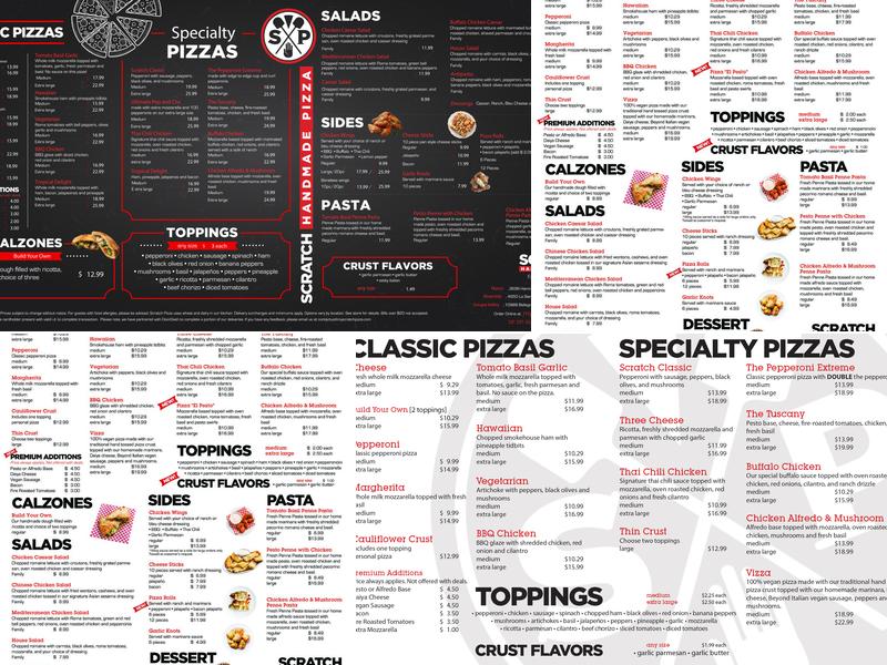 Scratch Pizza Menu