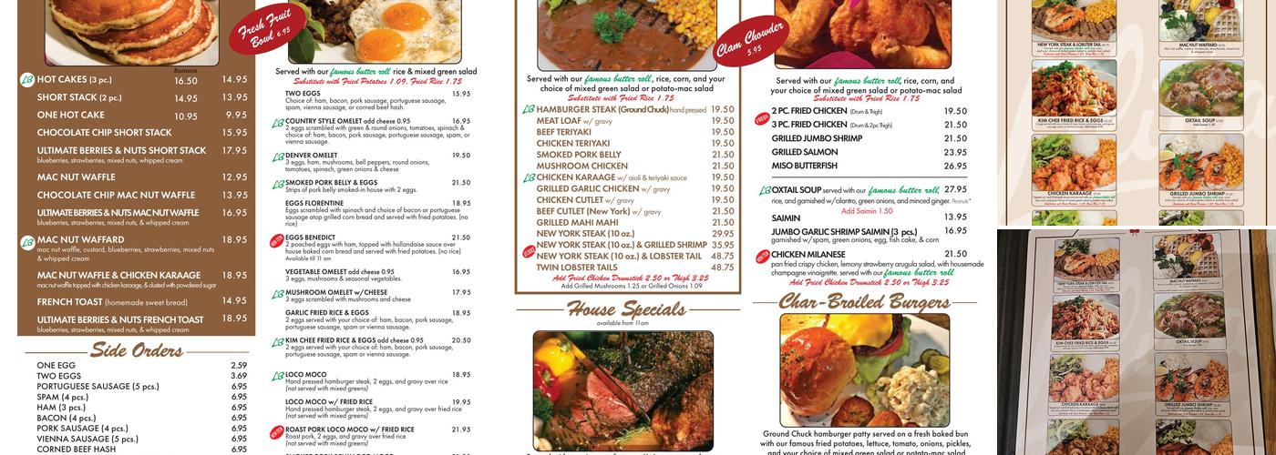 Liliha Bakery Menu