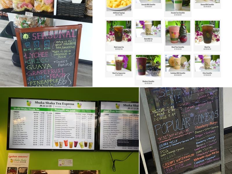 Shaka Shaka Tea Express Menu