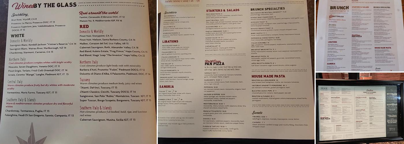 Mia's Italian Kitchen Menu