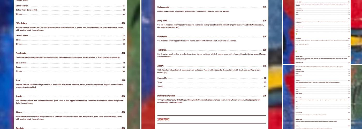 Tacos and Tequila Menu