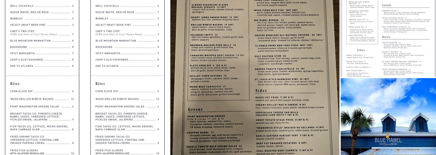 Blue Mabel Restaurant & Bar Menu