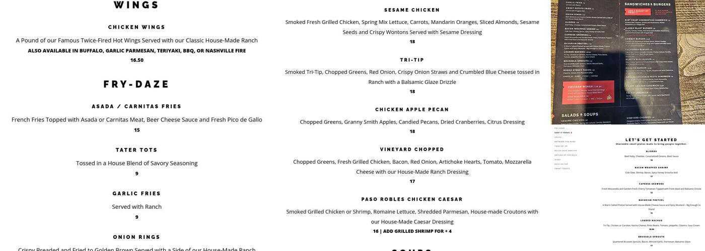 Blast & Brew Paso Robles Menu