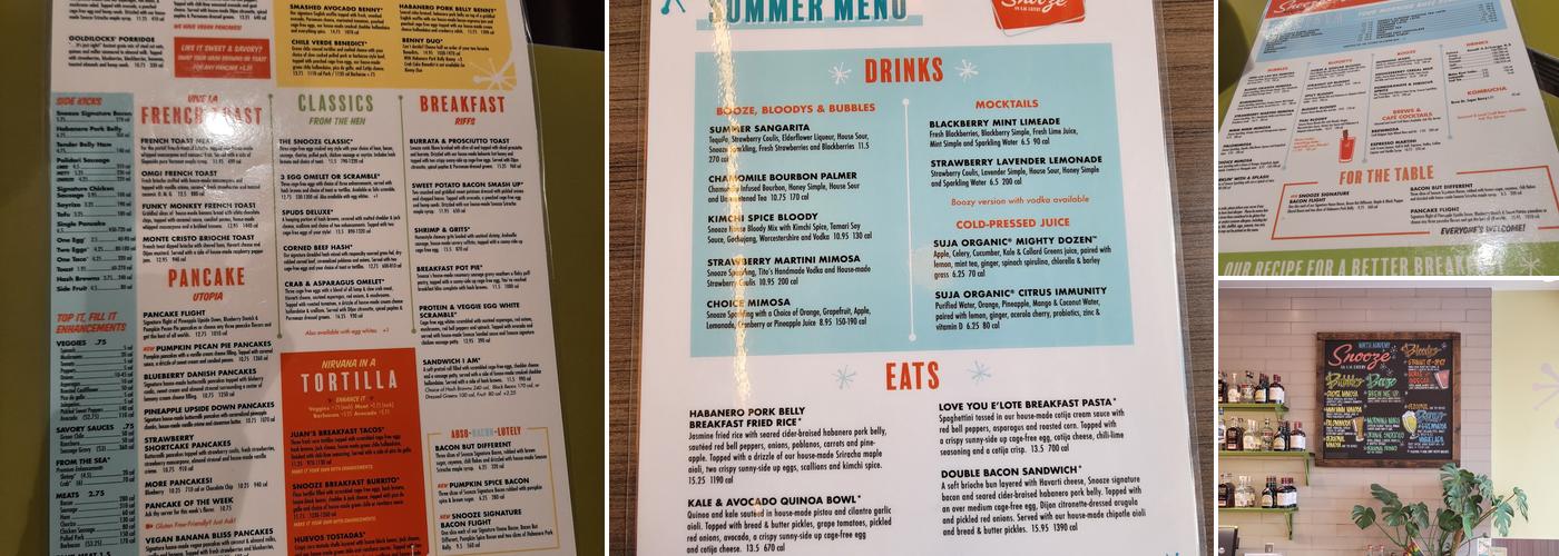 Snooze, an A.M. Eatery Menu