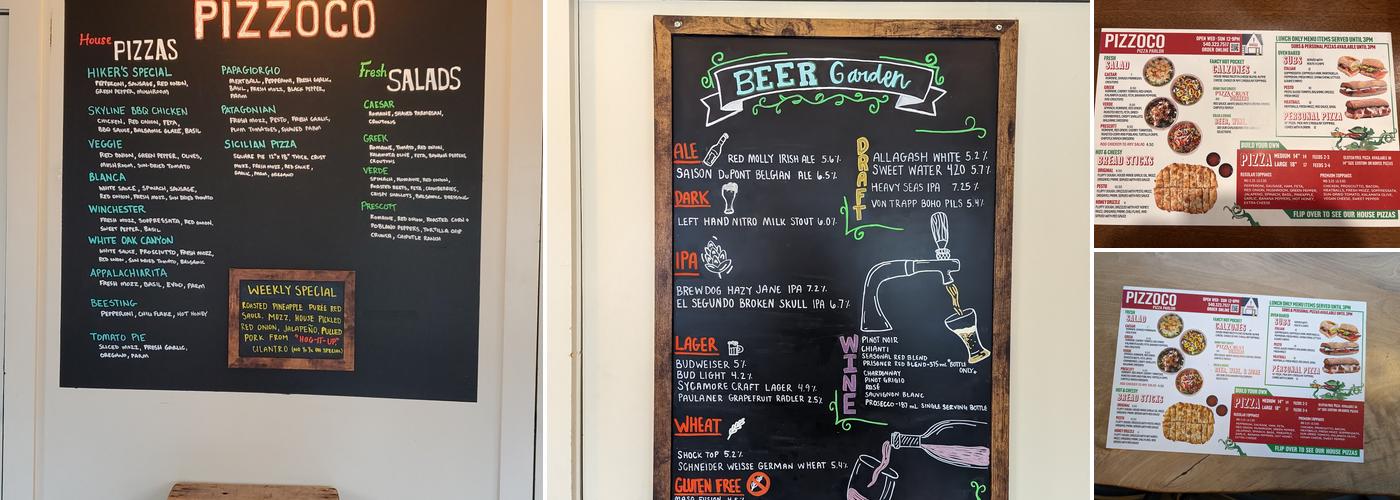 Pizzoco Pizza Parlor Menu