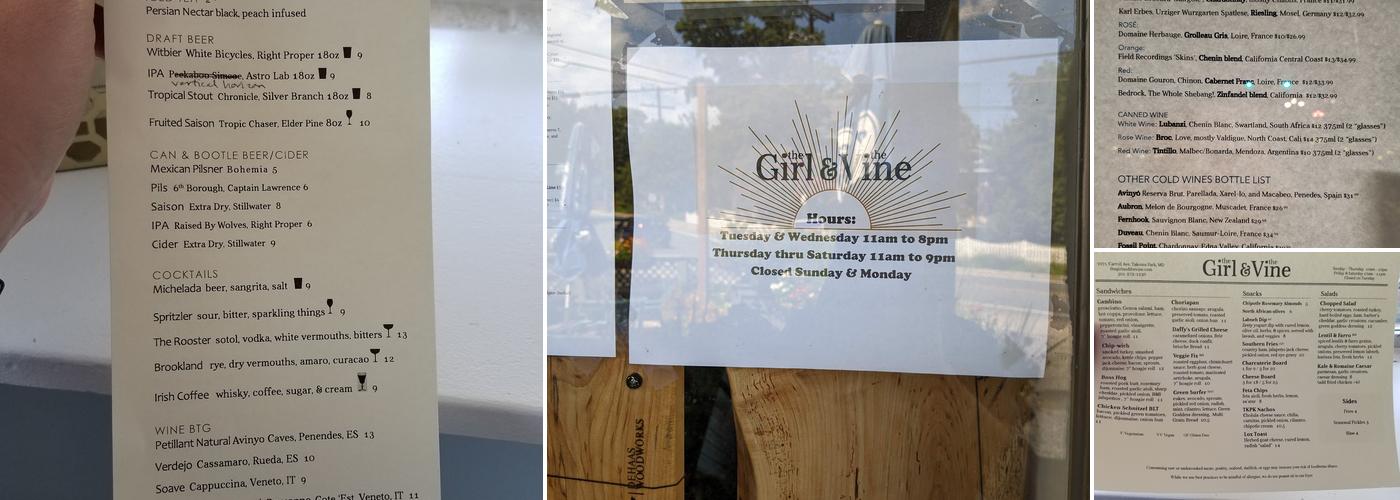 The Girl and The Vine Menu