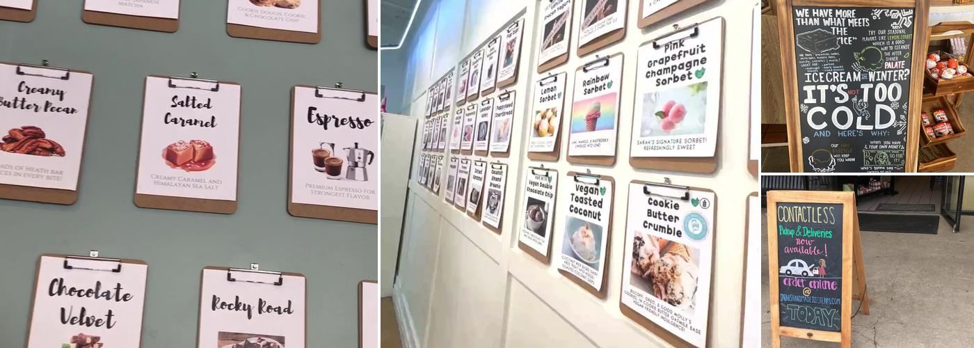 Sarah's Handmade Ice Cream River Road Menu