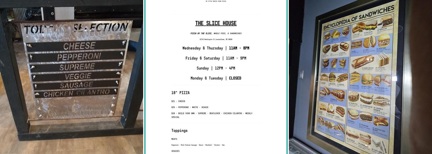 The Slice House Menu
