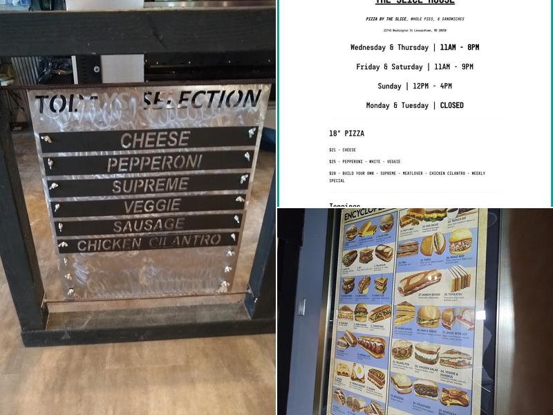 The Slice House Menu