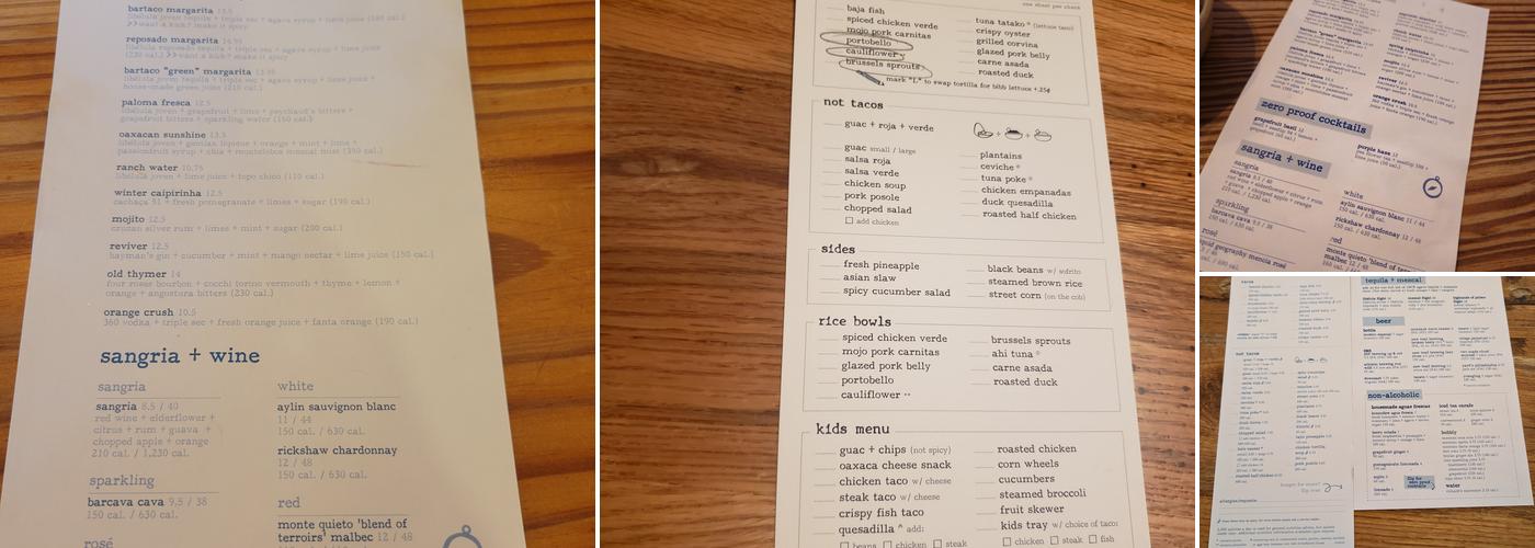 bartaco Menu