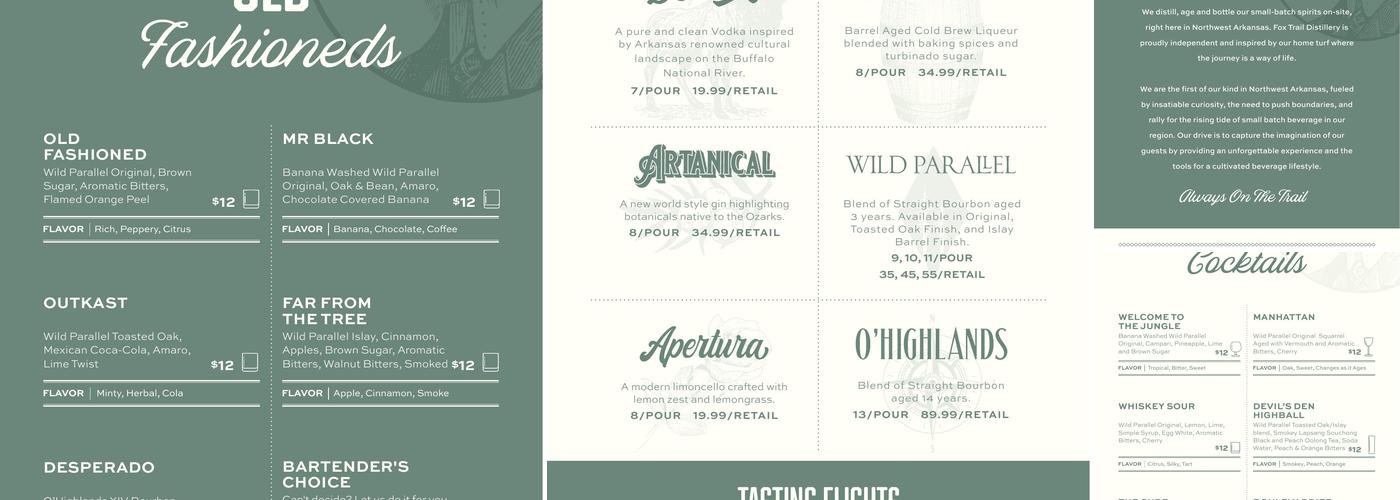 Fox Trail Distillery Menu