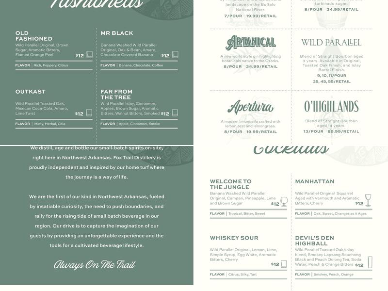 Fox Trail Distillery Menu
