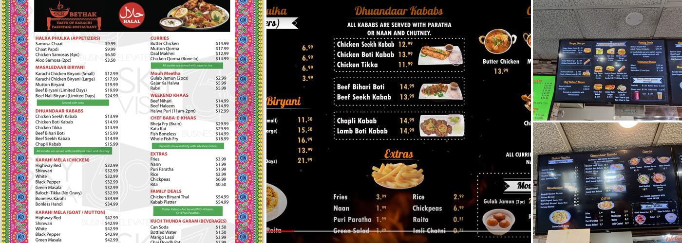 Desi Bethak Menu
