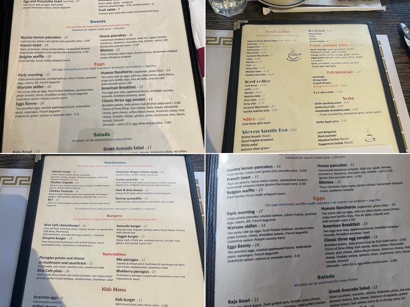 Blue Cafe Menu