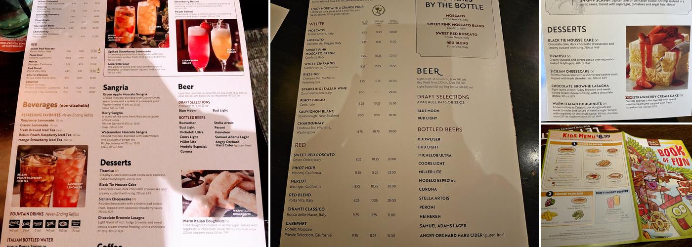 Olive Garden Italian Restaurant Menu