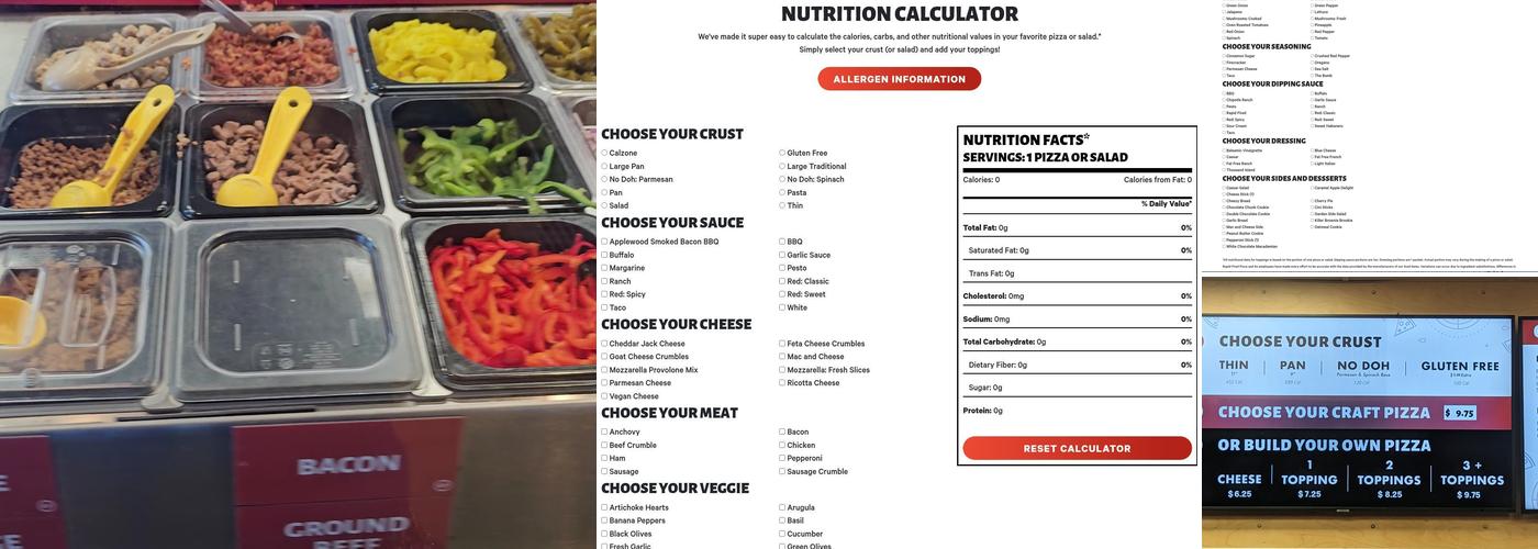 Rapid Fired Pizza Menu