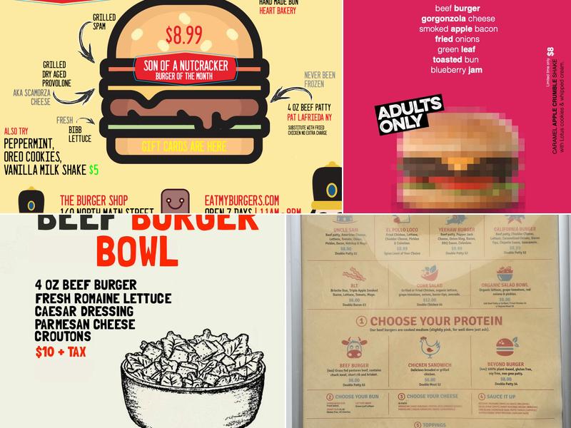 The Burger Shop Menu