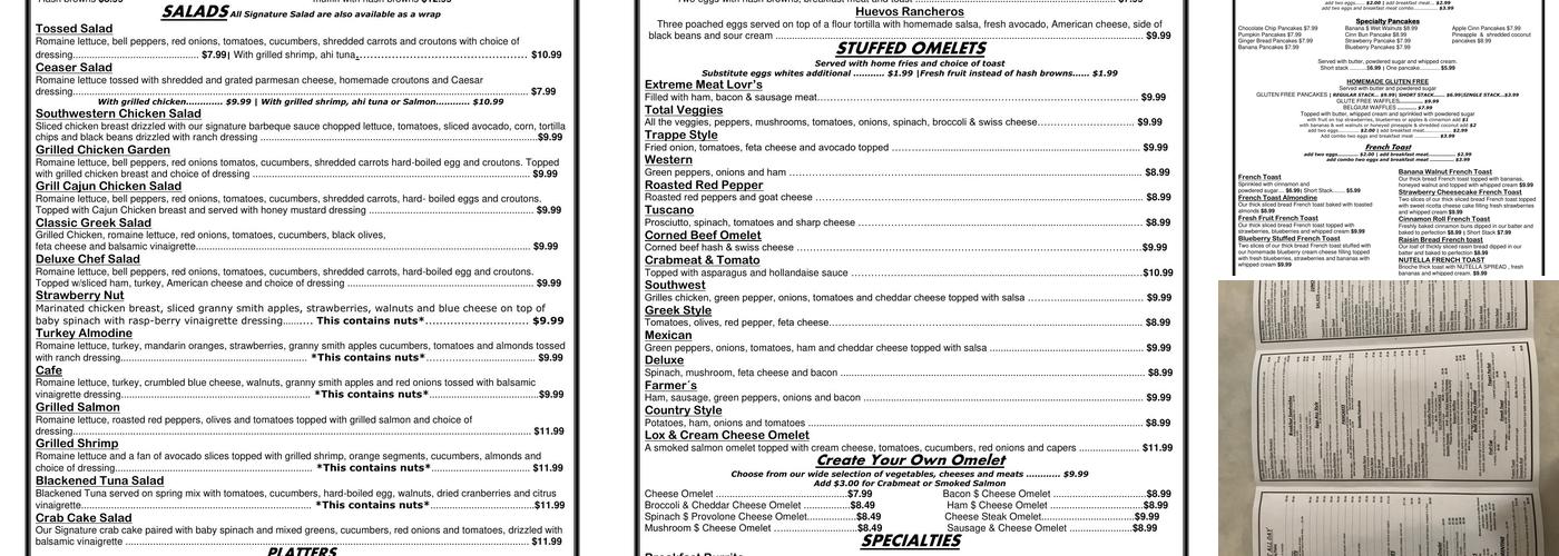 Grace's Cafe Menu