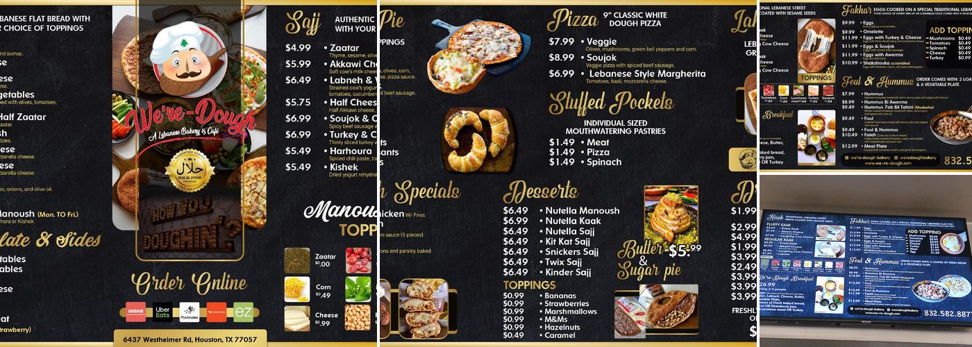 We're-Dough Menu