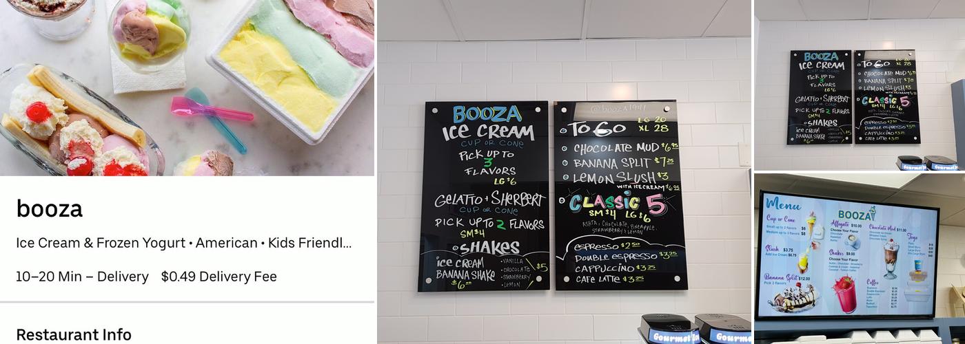 Booza Menu