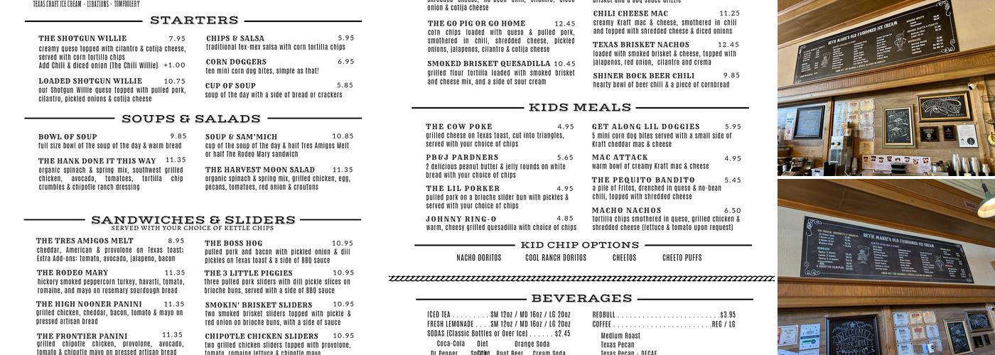 Silver Saddle Saloon Menu
