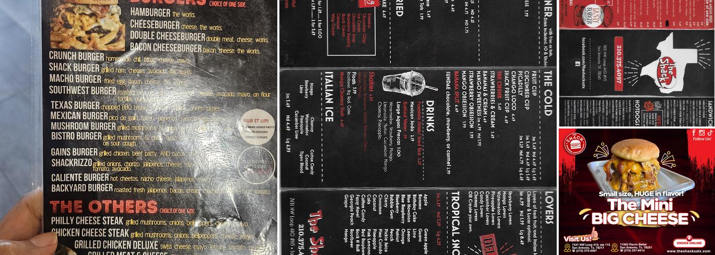 The Shack Menu