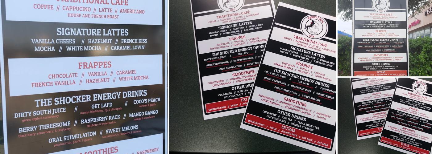 Perky Cups Menu